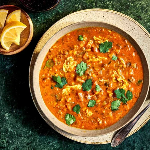 Moroccan Egg Drop Harira (Vegetable and Legume Soup) Image