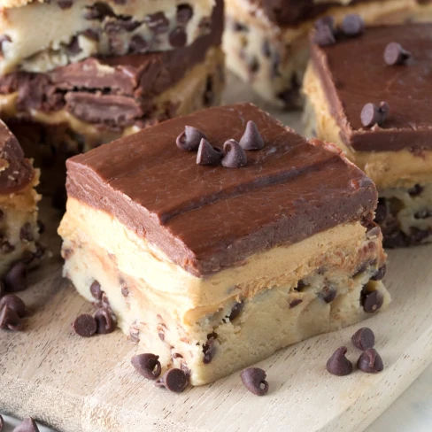 No Bake Peanut Butter Chocolate Chip Cookie Dough Bars Image