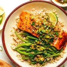 Honey Salmon with Ginger Scallion Sauce Recipe Page